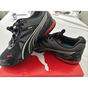 PUMA IOCELL Mens Size 9 Black And Silver High Risk Red Athletic Running Shoe